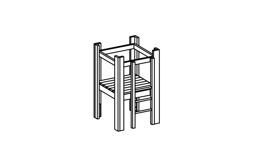 Small platform hut, floor height 100 cm