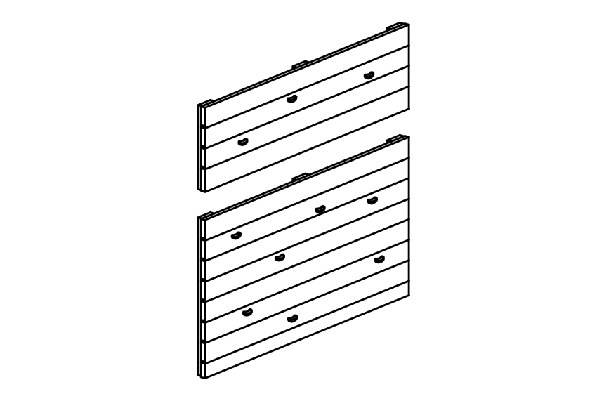 Climbing wall lengthways on platform with floor height 150 cm, 13 climbing holds
