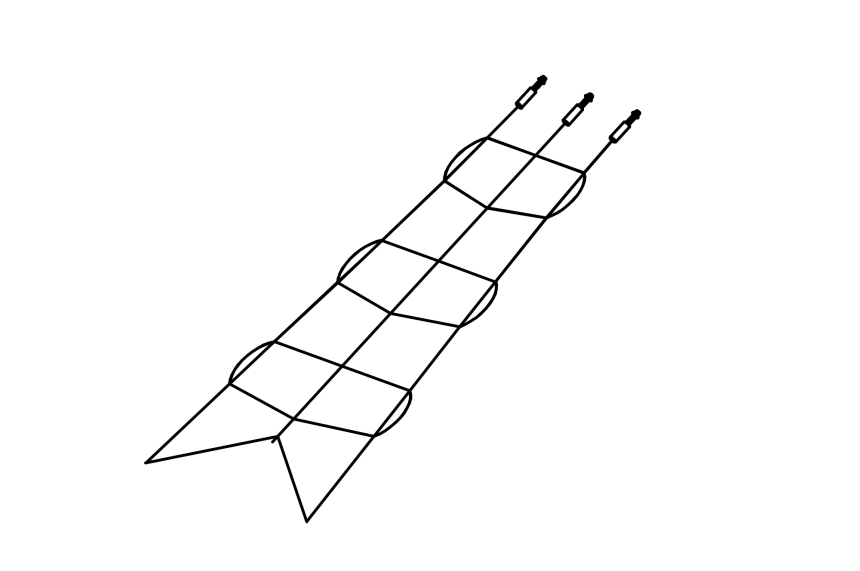 Inclined climbing net for triangular platform, mounting height 150 cm