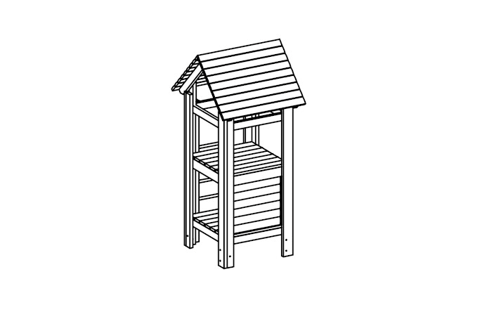 Platform hut with roof, floor height 150 cm