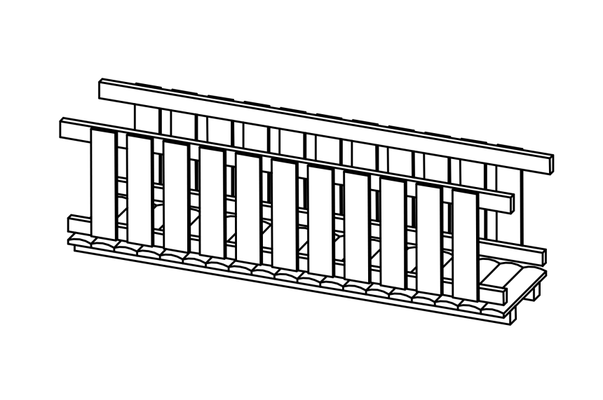 Bridge with 2 parapets made of slabs, length 300 cm