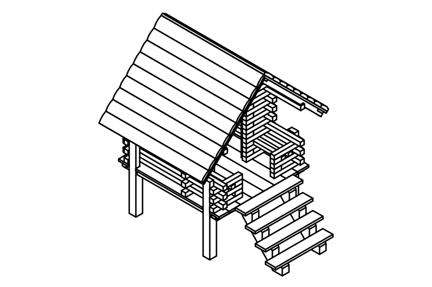 Small Timber House on Stilts, height 200 cm