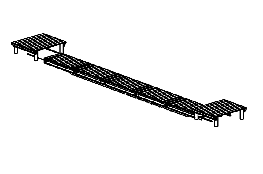 Water Path with 5 Floating bodies and 2 Bank pedestals