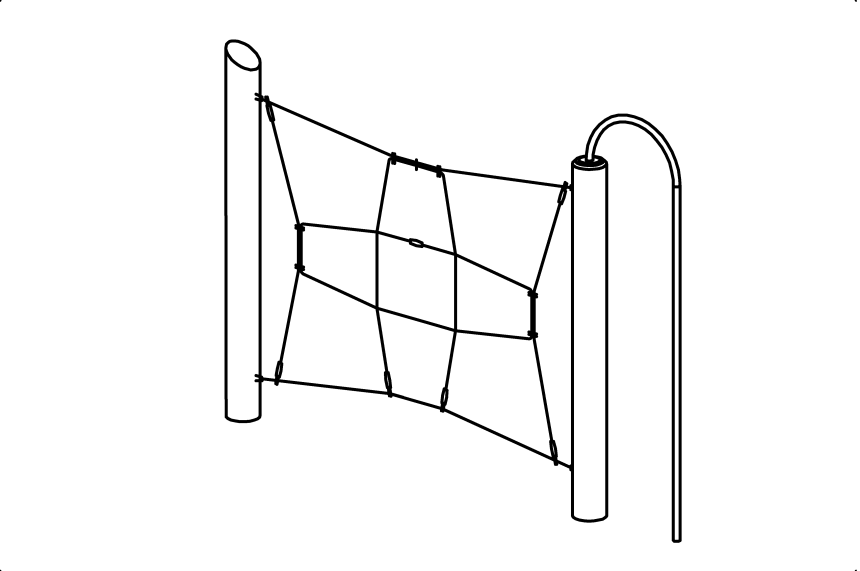 Senkrechtes Kletternetz mit Rutschstange