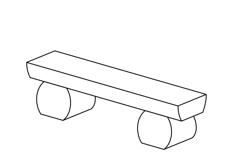 Bench on tree-trunk without back