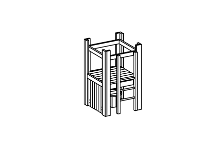 Small platform hut with interior fittings, floor height 100 cm