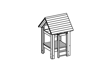 Toddler platform hut with roof, floor height 60 cm