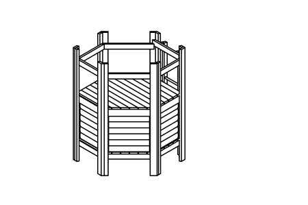 Sechseckh&#252;tte mit Innenausstattung, Bodenh&#246;he 150 cm