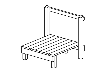 Platform, height up to 50 cm, with handrail to the slope