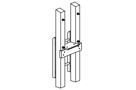 Square timber end frame with ladder for suspension bridge