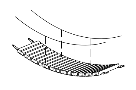 Decking with chain handrails for suspension bridge, length 500 cm
