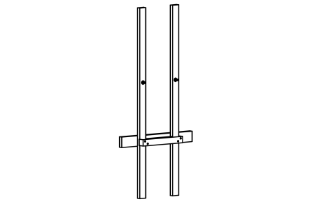 Bridge frame for chain handrail on square tower, mounting height 100 cm