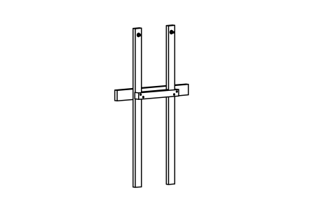 Bridge frame for chain handrail on square tower, mounting height 150 cm