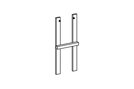 Bridge frame for chain handrail on hut, mounting height 150 cm