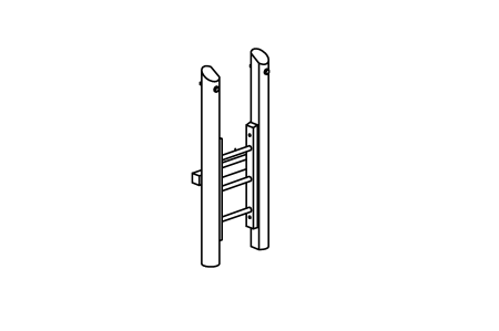 End frame made of round timber with ladder for bridge (ramp)