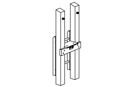 Square timber end frame with ladder for rope bridge