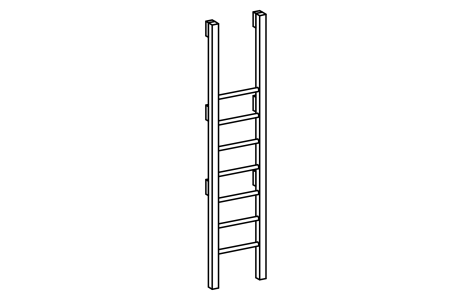 Ladder at the front of the platform, mounting height 200 cm