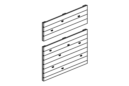 Climbing wall lengthways on platform with floor height 150 cm, 13 climbing holds