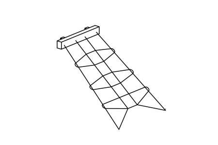 Inclined climbing net for hut, mounting height 150 cm