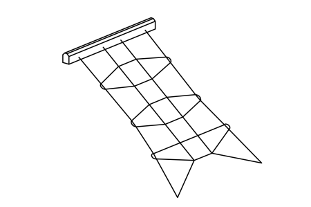 Inclined climbing net for platform, mounting height 150 cm