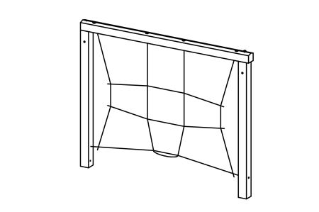 Vertical climbing net for hut