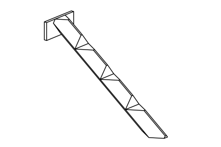 Squared timber climbing trunk for hut, mounting height 100 cm