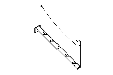 Squared timber climbing trunk with chain handrail for hut, mounting height 150 cm