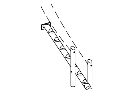 Access trunk made of round timber with chain handrail on both sides for tower/platform,