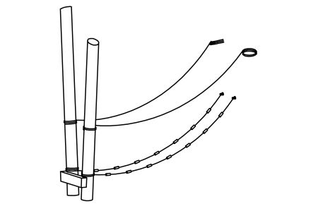 End frame with rope access with climbing aids for triangular platform