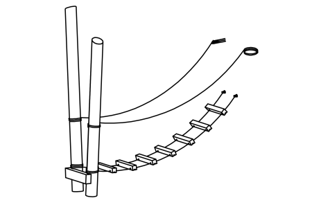 End frame with rope access with walkways for triangular platform