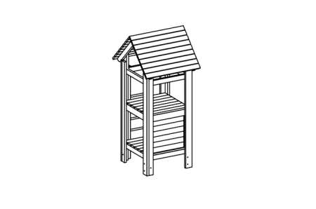 Platform hut with roof, floor height 150 cm