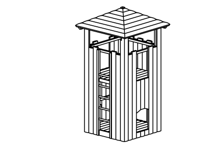 Square tower with roof, floor height 150 cm