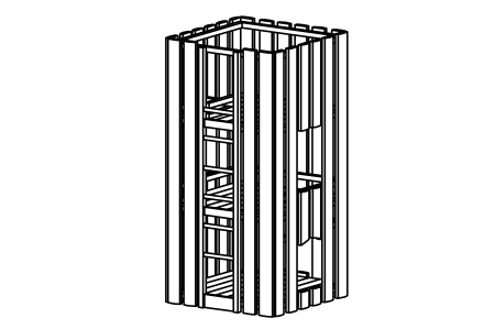 Transparent square tower, floor height 200 cm
