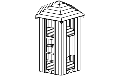 F&#252;nfeckturm mit Dach, Bodenh&#246;he 150 cm