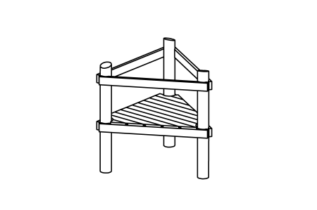 Triangular platform, floor height 100 cm