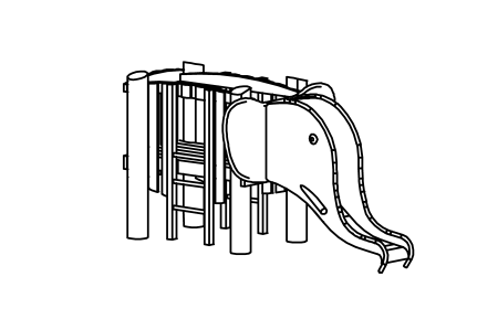 Piccolo elefante con scivolo per la proboscide