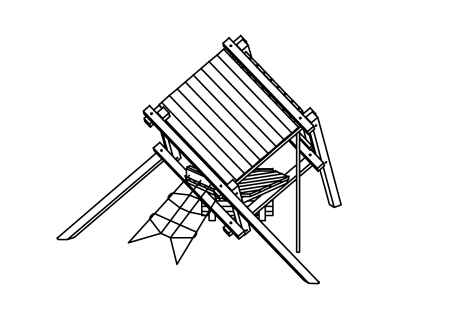 Play Cube with Sliding Pole, Inclined Wall and Inclined Climbing Net
