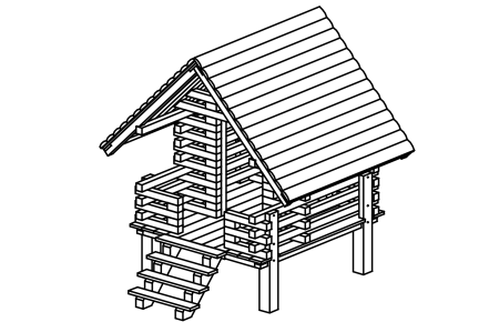 Large pile village house, height 255 cm