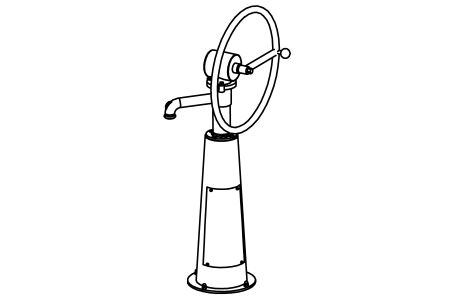 Crank pump with integrated pressure connection in the column