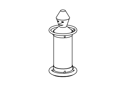 Rotating figure with collar, red/orange