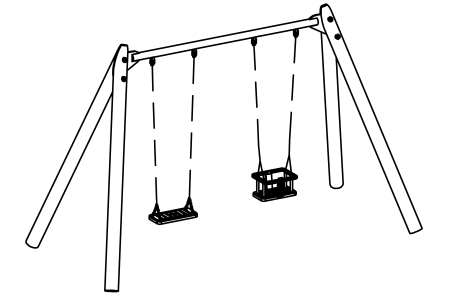 Multi-surface Twin Swing special, height 260 cm, 1 standard and 1 toddler swing seat each