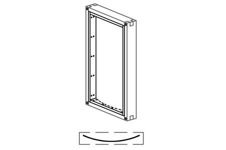 Distorting mirror, 1 curvature lengthwise (“thin” / “thick”), for wall mounting