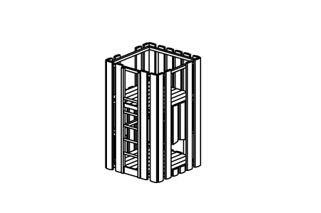 Transparent square tower, floor height 150 cm