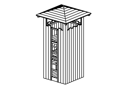 Square tower with roof, floor height 200 cm
