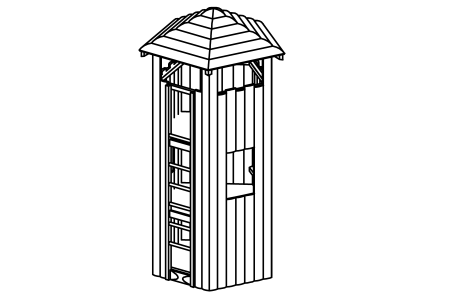 F&#252;nfeckturm mit Dach, Bodenh&#246;he 200 cm