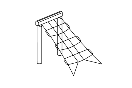 Inclined climbing net for square tower, mounting height 150 cm
