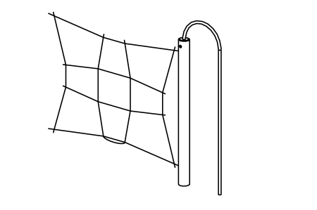 Vertical climbing net with slide bar for platform