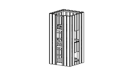 Square tower, floor height 200 cm