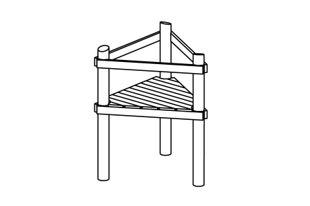 Triangular platform, floor height 150 cm