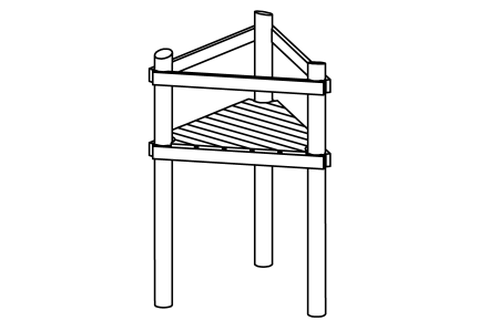 Triangular platform, floor height 200 cm
